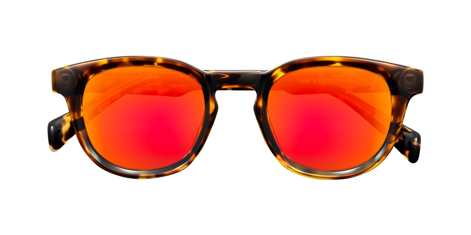 Folded Front of Iffer in Tortoise with Red Gold Mirrored Lenses