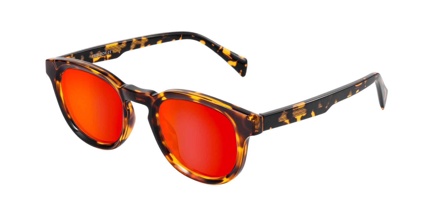 Angle of Iffer in Tortoise with Red Gold Mirrored Lenses