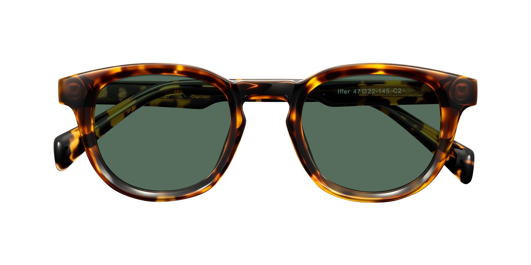 Folded Front of Iffer in Tortoise with Green Polarized Lenses