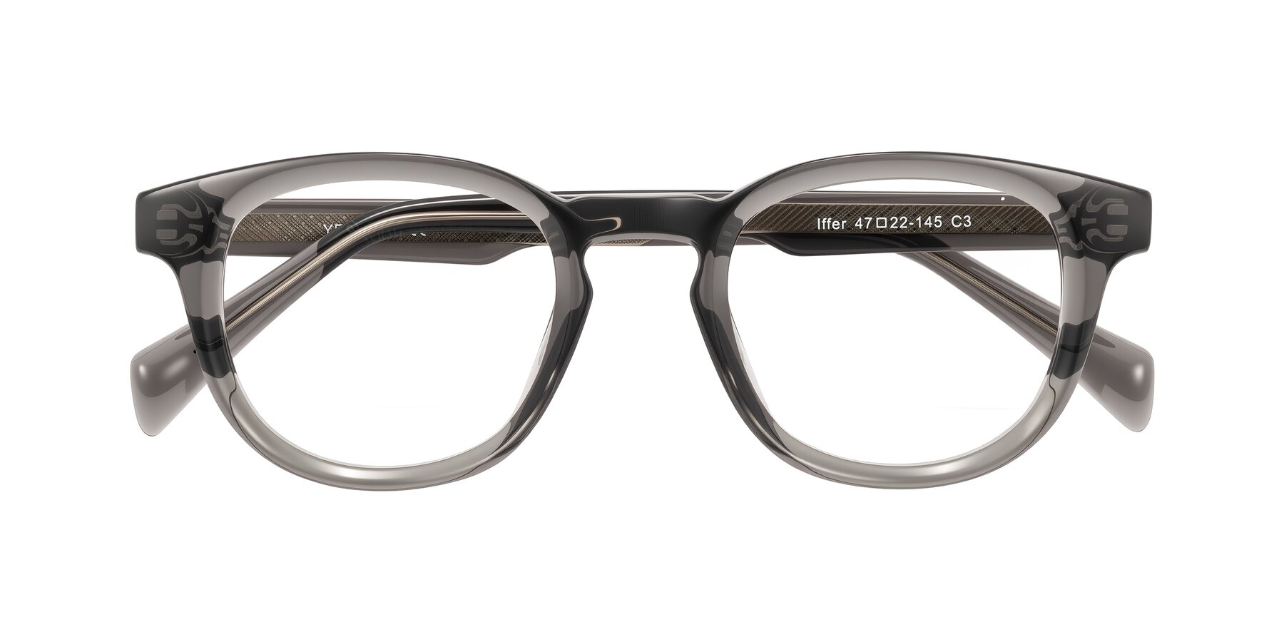 Folded Front of Iffer in Gray with Clear Eyeglass Lenses