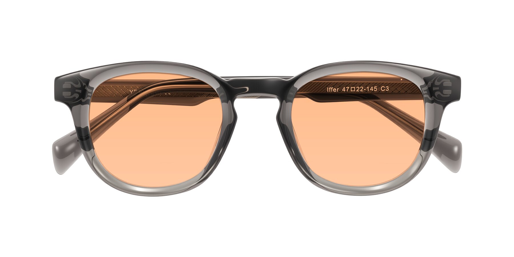 Folded Front of Iffer in Gray with Light Orange Tinted Lenses