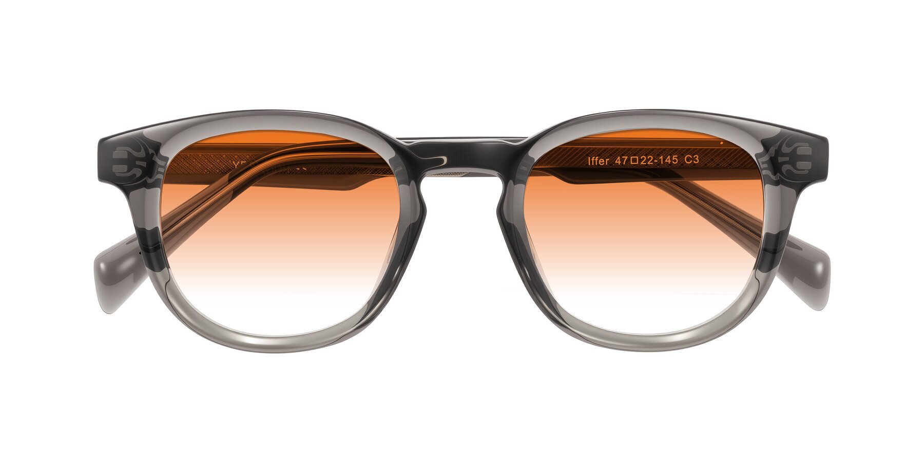 Folded Front of Iffer in Gray with Orange Gradient Lenses