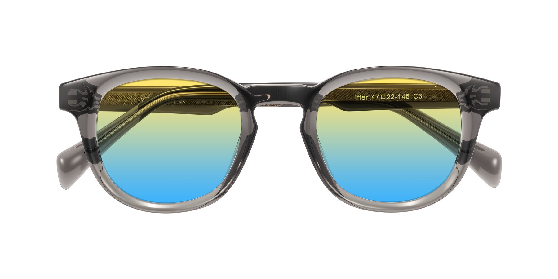 Folded Front of Iffer in Gray with Yellow / Blue Gradient Lenses