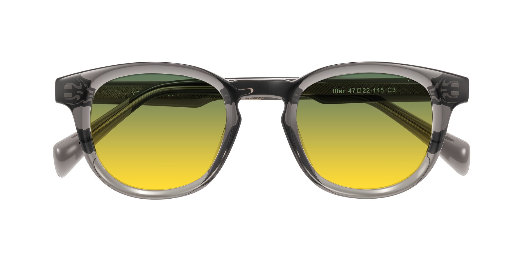 Folded Front of Iffer in Gray with Green / Yellow Gradient Lenses