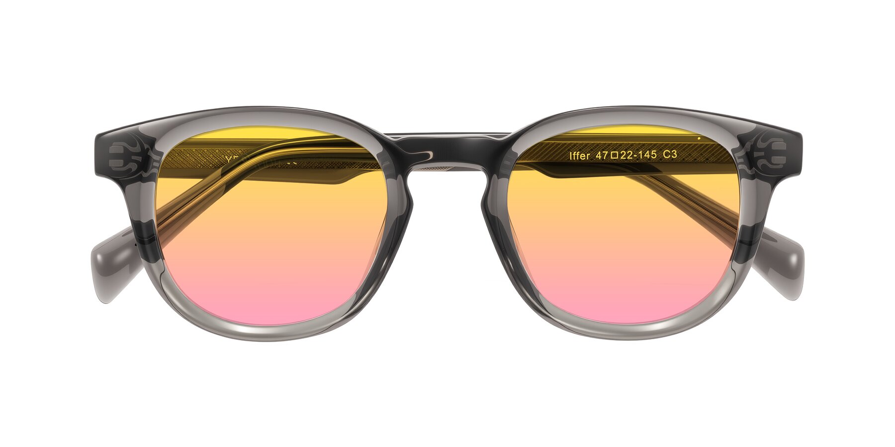 Folded Front of Iffer in Gray with Yellow / Pink Gradient Lenses