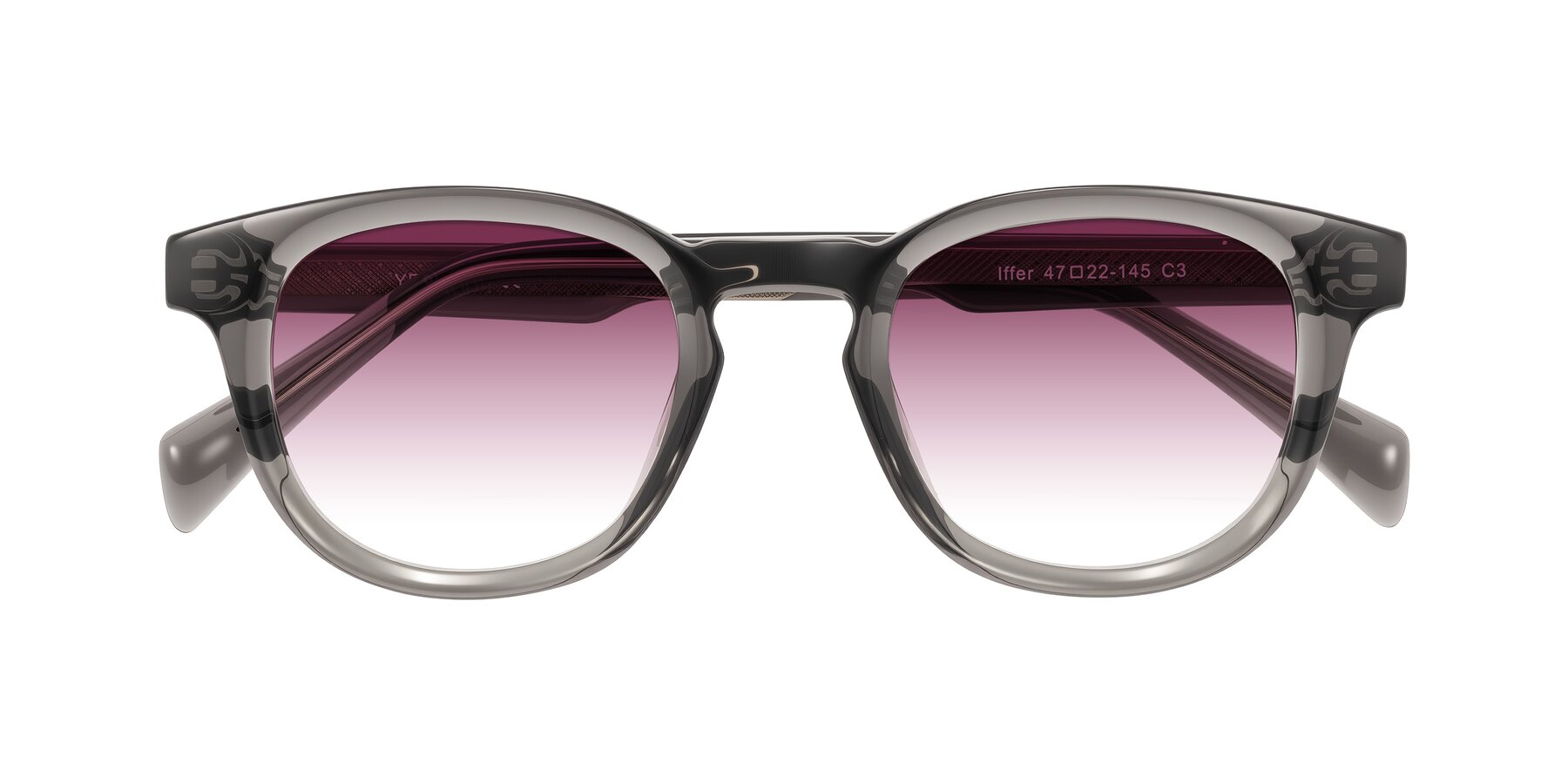 Folded Front of Iffer in Gray with Wine Gradient Lenses