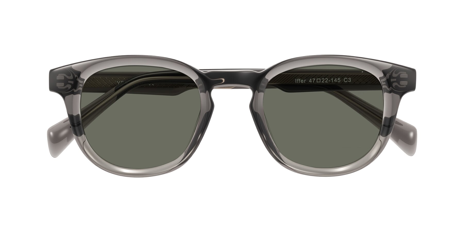 Folded Front of Iffer in Gray with Gray Polarized Lenses