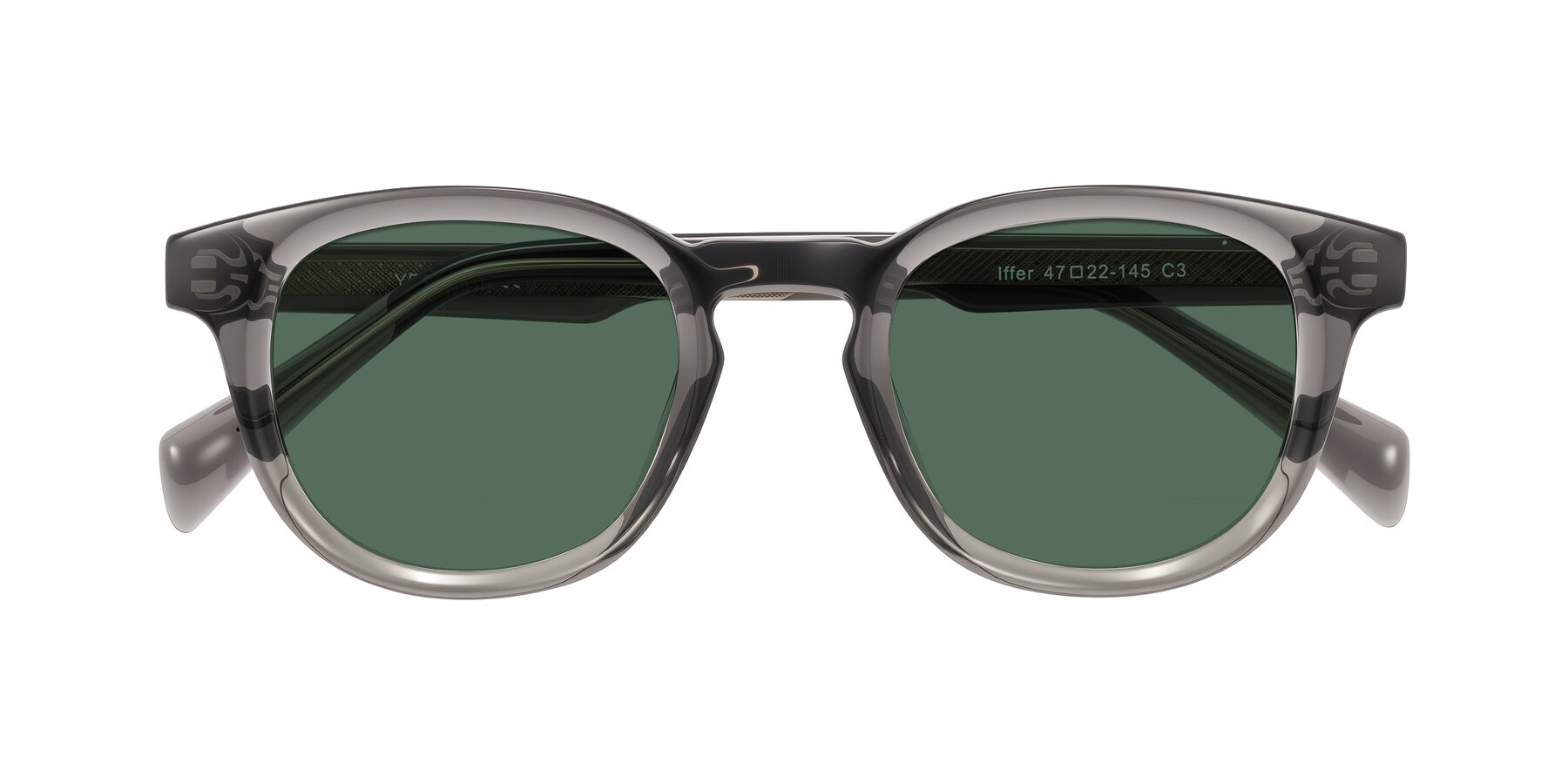Folded Front of Iffer in Gray with Green Polarized Lenses