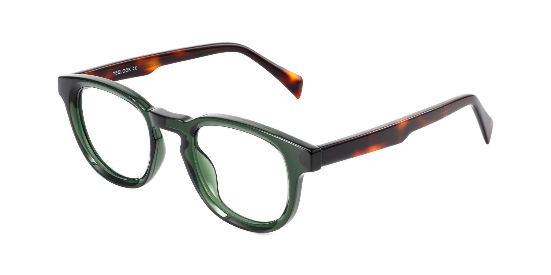 Angle of Iffer in Dark Green/Tortoise with Clear Eyeglass Lenses