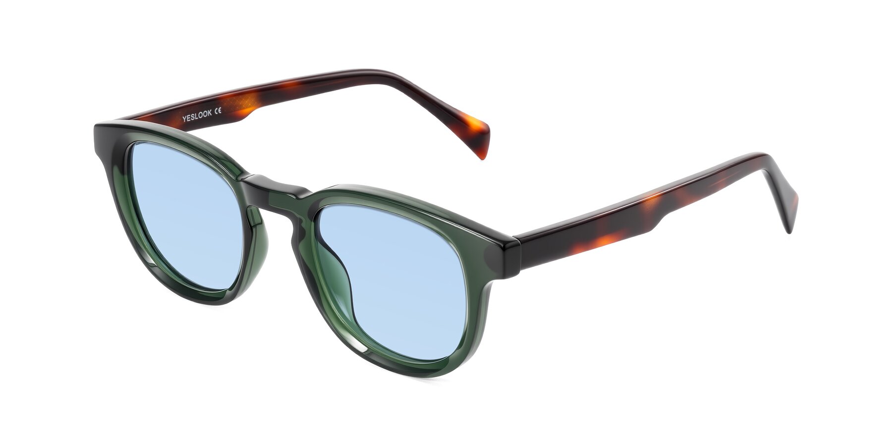 Angle of Iffer in Dark Green/Tortoise with Light Blue Tinted Lenses