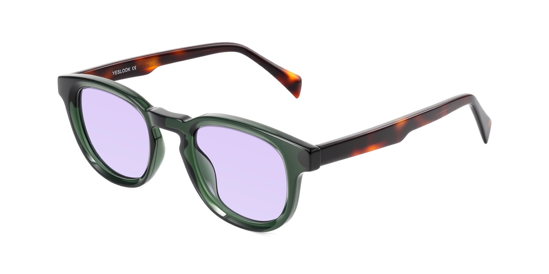Angle of Iffer in Dark Green/Tortoise with Light Purple Tinted Lenses