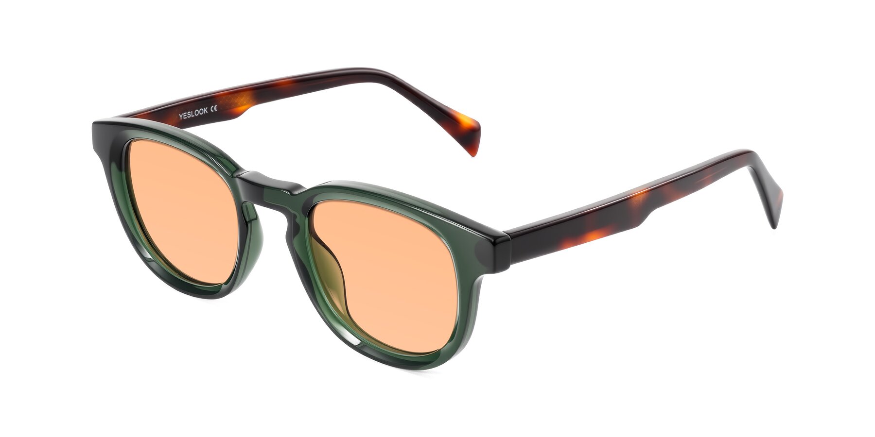 Angle of Iffer in Dark Green/Tortoise with Light Orange Tinted Lenses