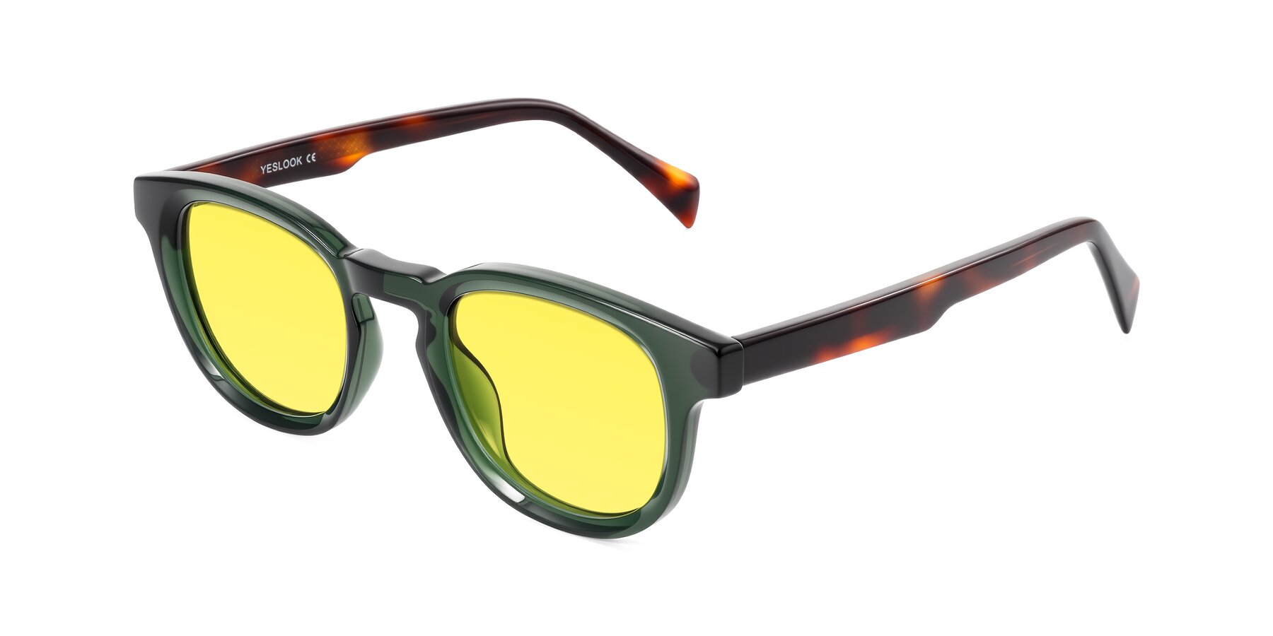 Angle of Iffer in Dark Green/Tortoise with Medium Yellow Tinted Lenses