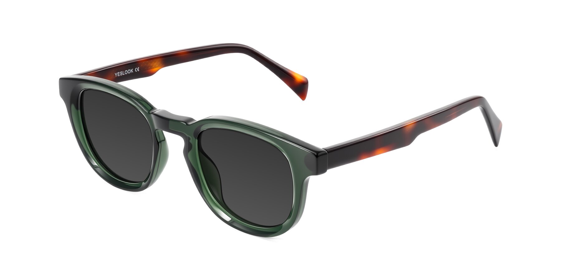 Angle of Iffer in Dark Green/Tortoise with Gray Tinted Lenses