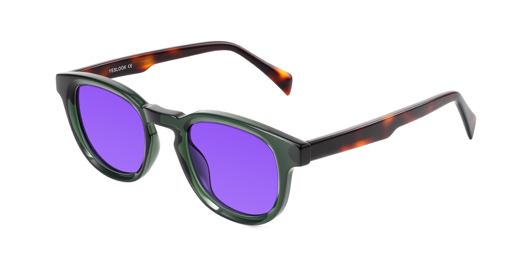 Angle of Iffer in Dark Green/Tortoise with Purple Tinted Lenses