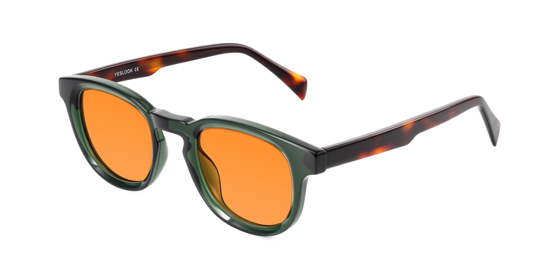 Angle of Iffer in Dark Green/Tortoise with Orange Tinted Lenses