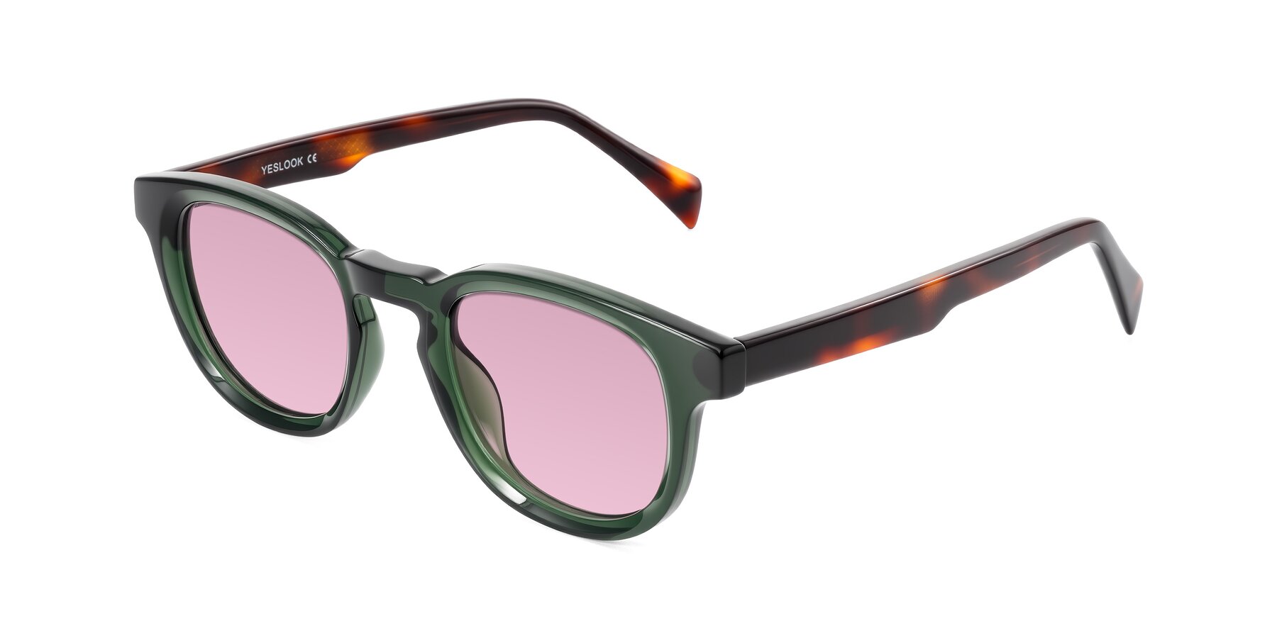 Angle of Iffer in Dark Green/Tortoise with Light Wine Tinted Lenses