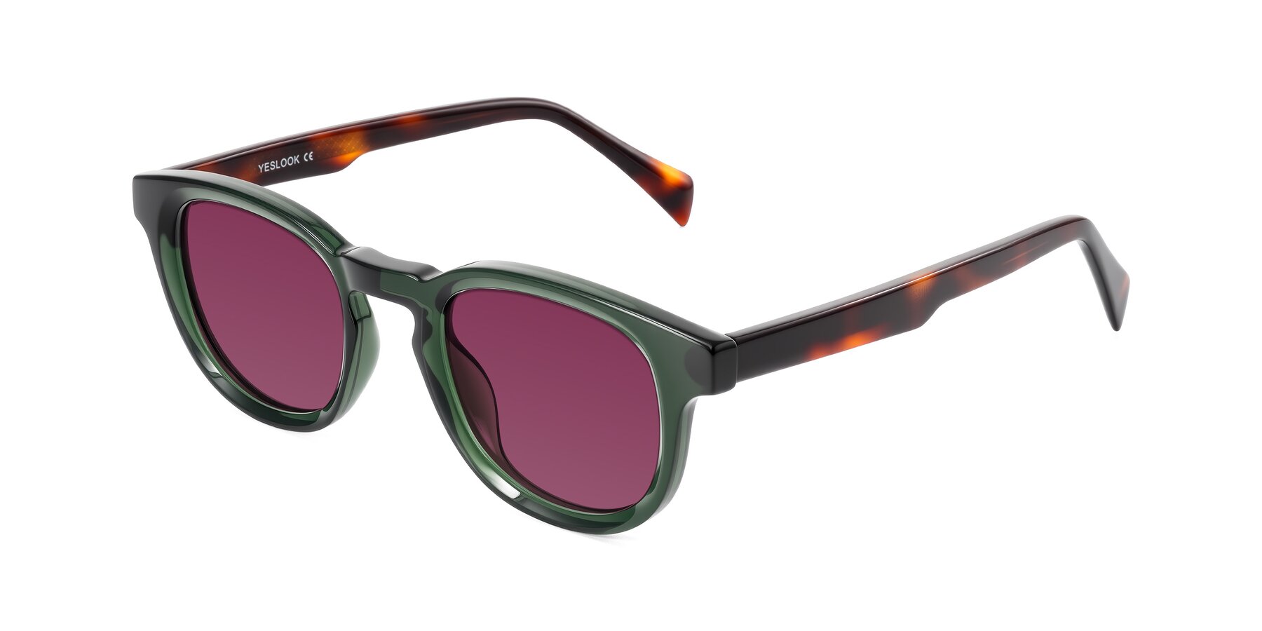 Angle of Iffer in Dark Green/Tortoise with Wine Tinted Lenses