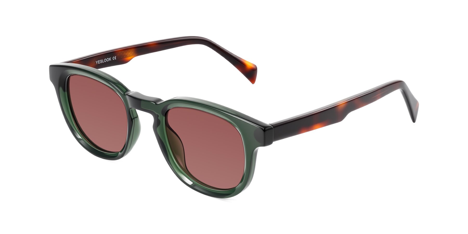 Angle of Iffer in Dark Green/Tortoise with Garnet Tinted Lenses