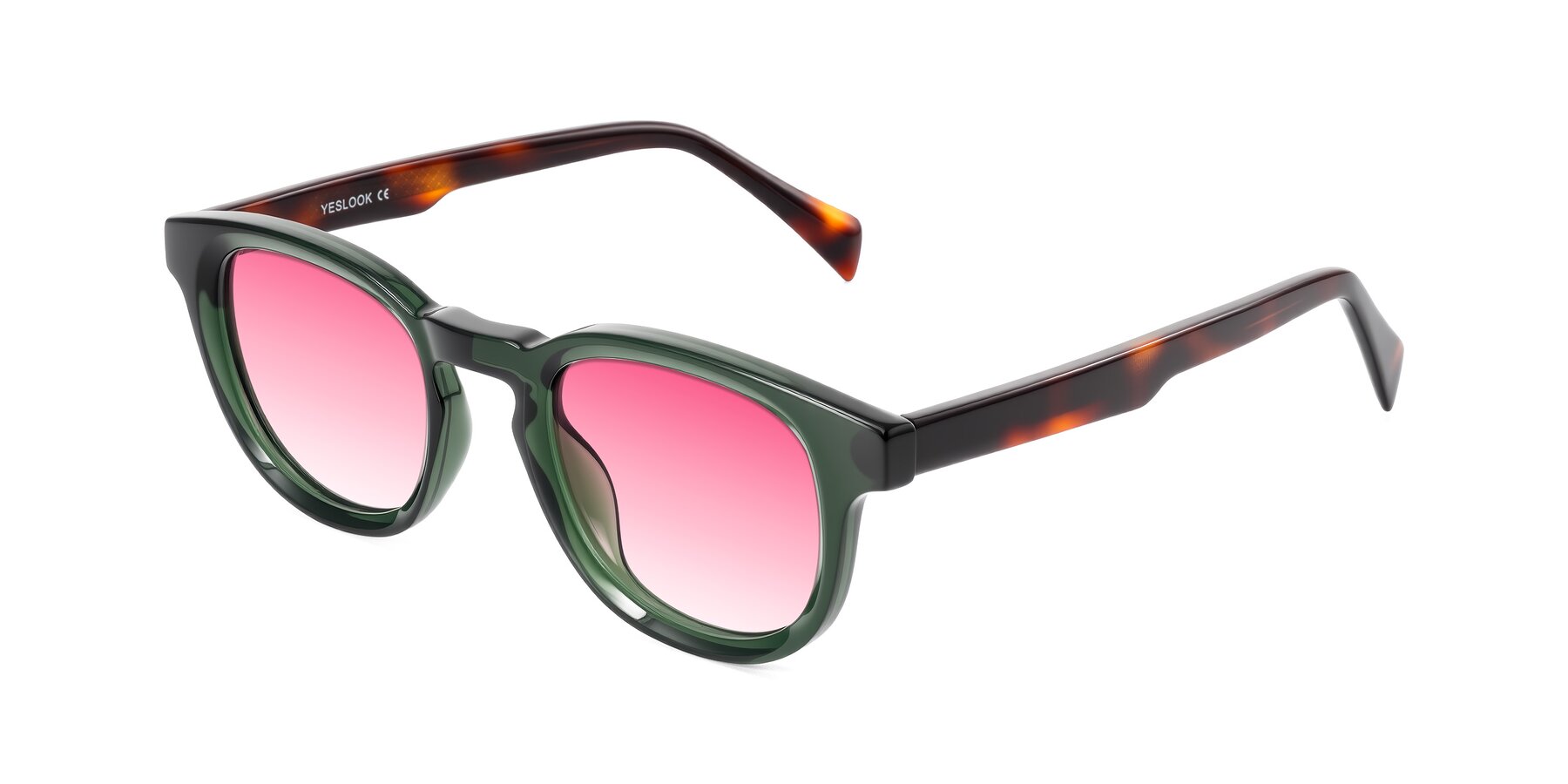 Angle of Iffer in Dark Green/Tortoise with Pink Gradient Lenses
