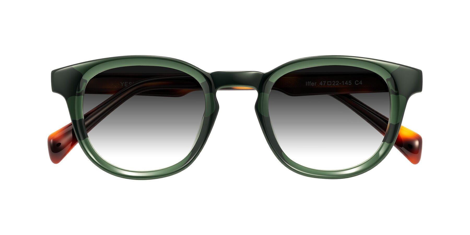 Folded Front of Iffer in Dark Green/Tortoise with Gray Gradient Lenses