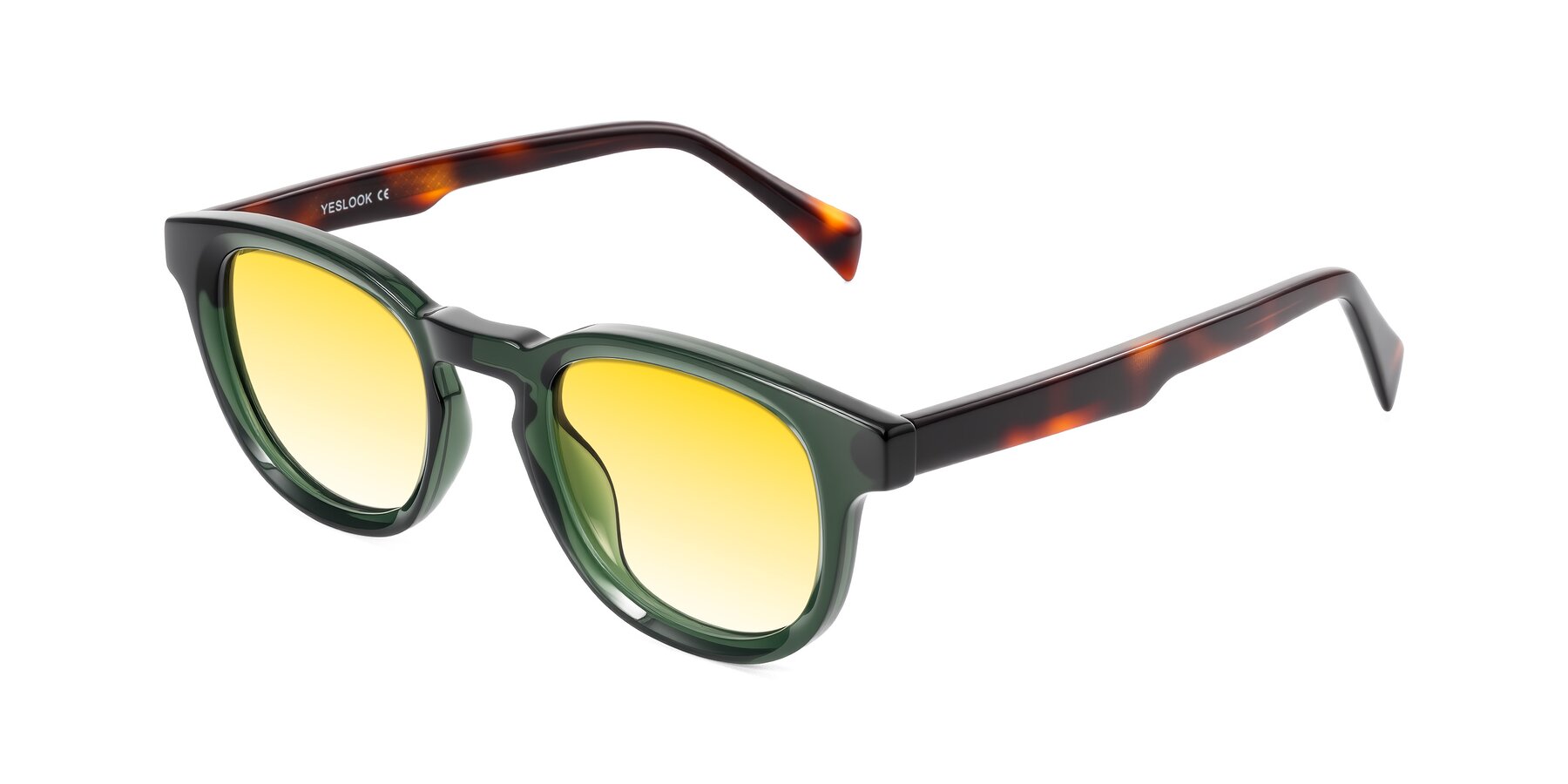 Angle of Iffer in Dark Green/Tortoise with Yellow Gradient Lenses