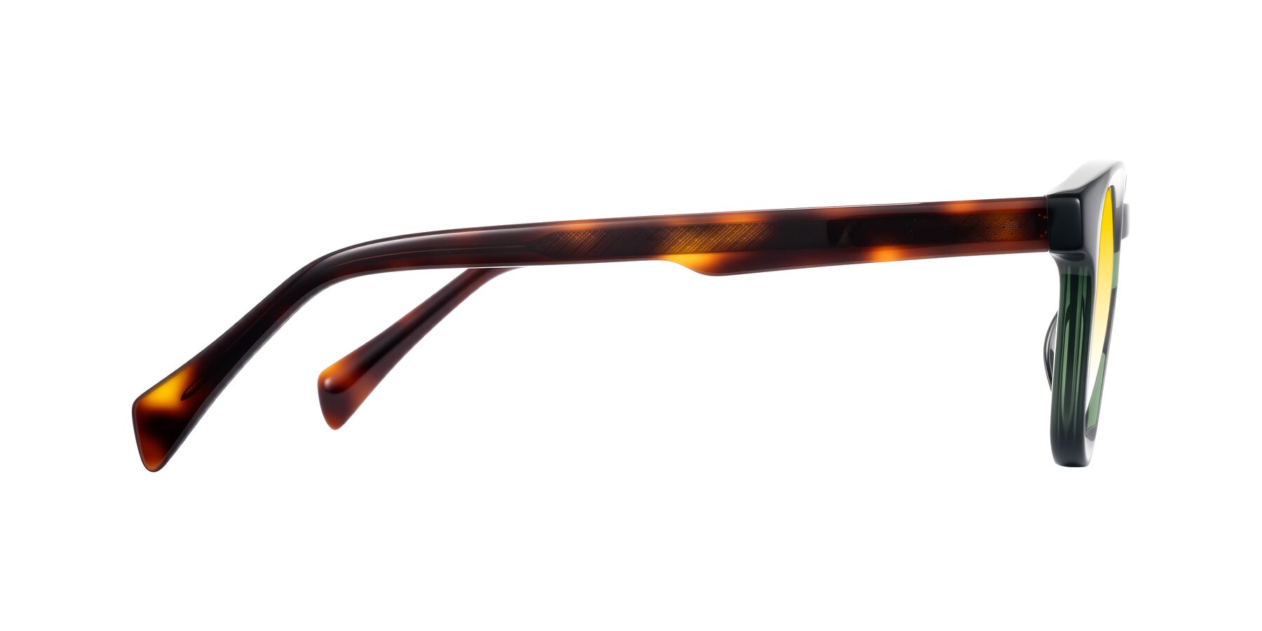 Side of Iffer in Dark Green/Tortoise with Yellow Gradient Lenses