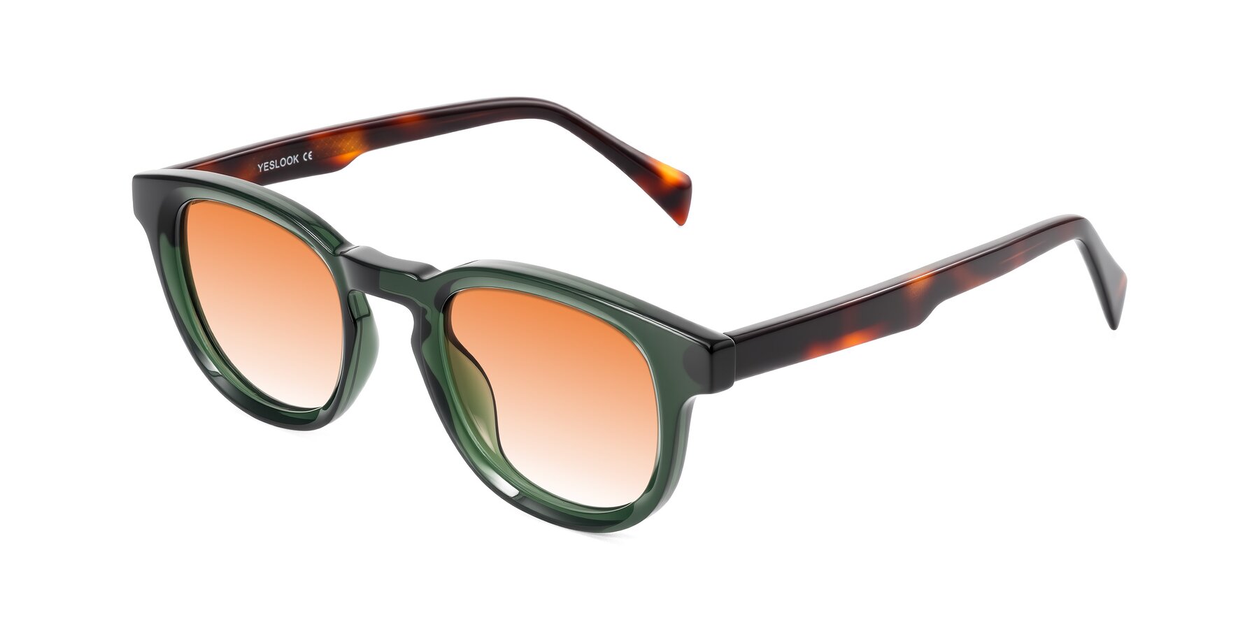 Angle of Iffer in Dark Green/Tortoise with Orange Gradient Lenses