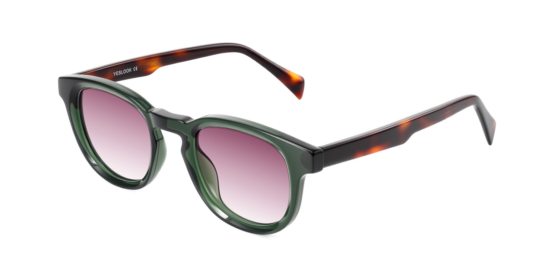 Angle of Iffer in Dark Green/Tortoise with Wine Gradient Lenses