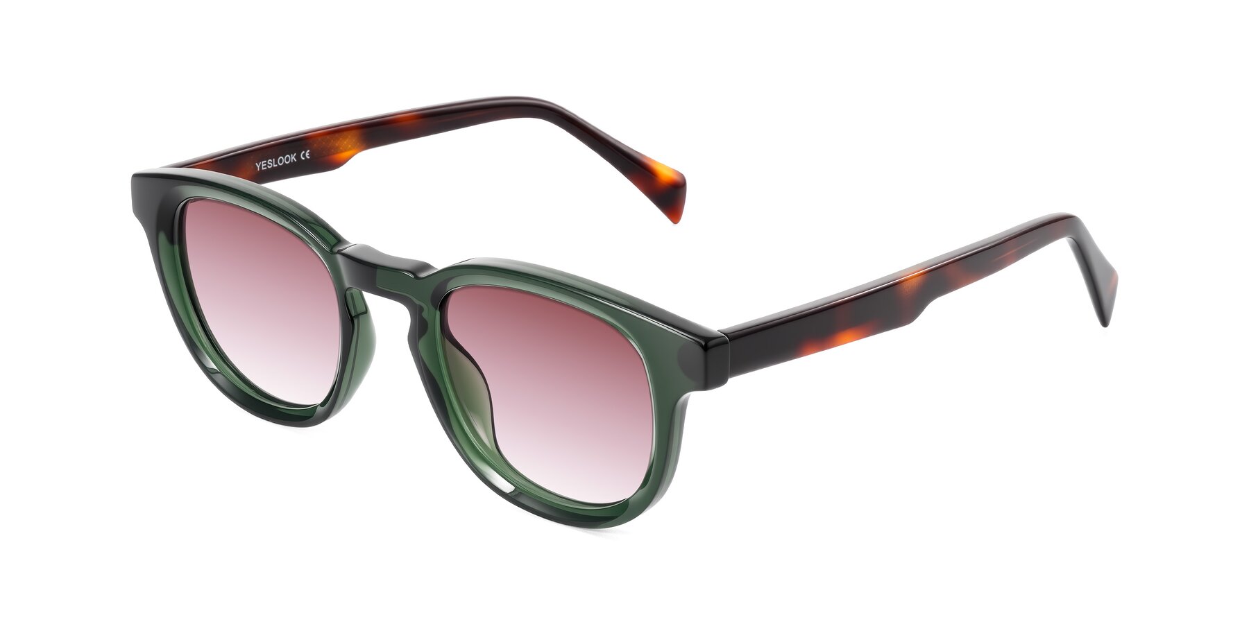 Angle of Iffer in Dark Green/Tortoise with Garnet Gradient Lenses
