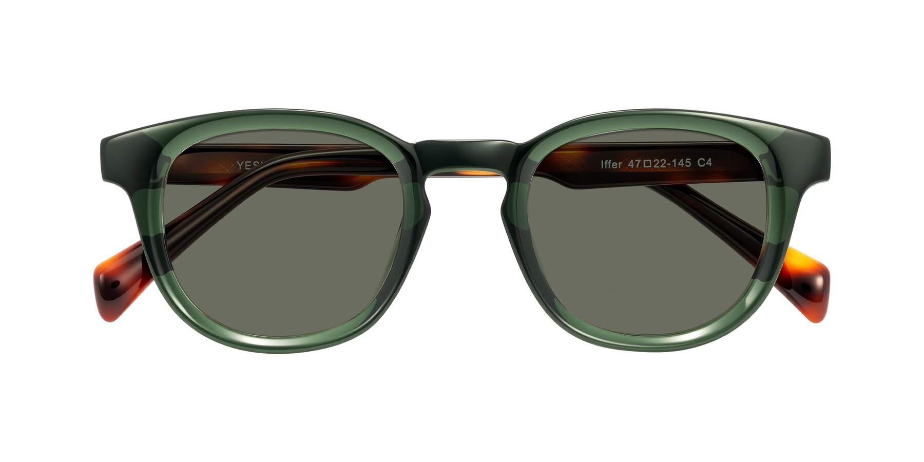 Folded Front of Iffer in Dark Green/Tortoise with Gray Polarized Lenses