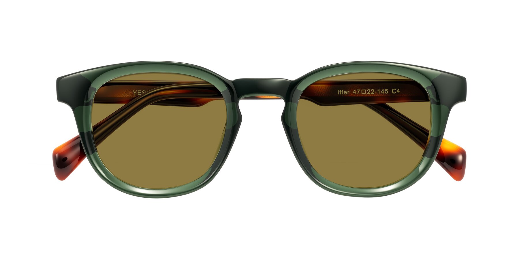 Folded Front of Iffer in Dark Green/Tortoise with Brown Polarized Lenses