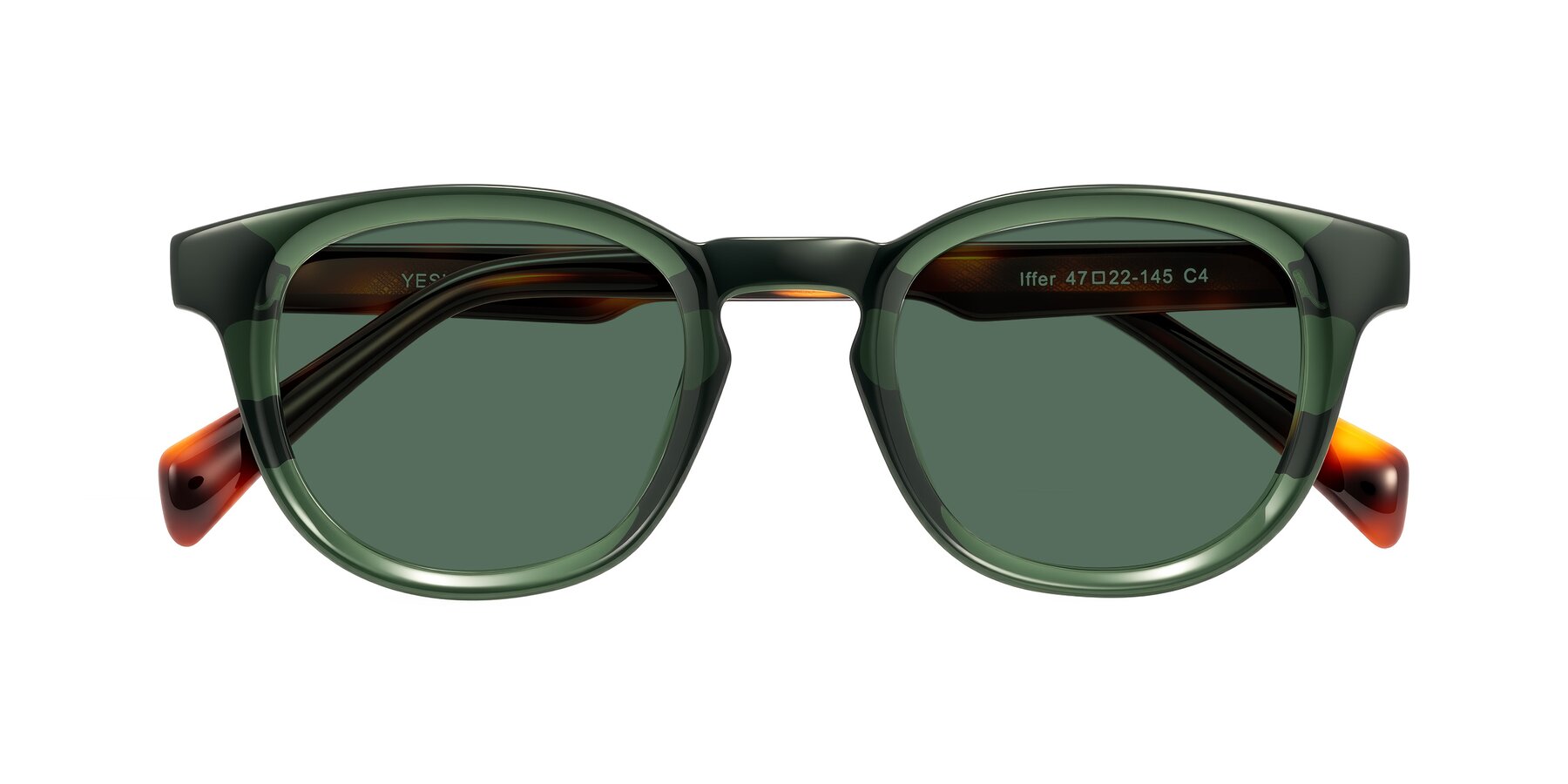 Folded Front of Iffer in Dark Green/Tortoise with Green Polarized Lenses