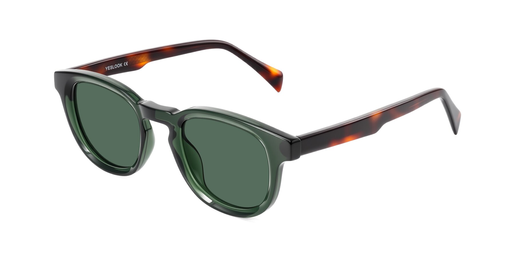 Angle of Iffer in Dark Green/Tortoise with Green Polarized Lenses