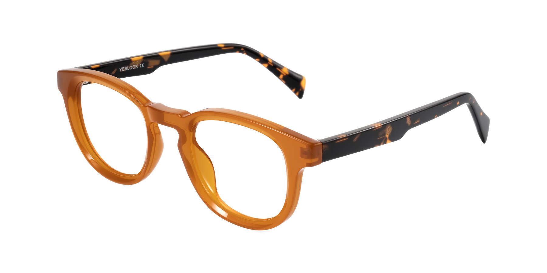 Angle of Iffer in Caramel/Tortoise with Clear Eyeglass Lenses