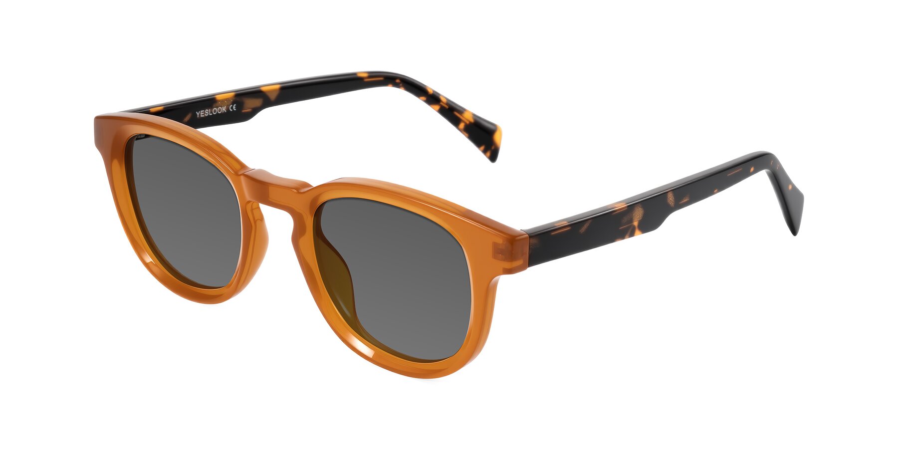 Angle of Iffer in Caramel/Tortoise with Medium Gray Tinted Lenses