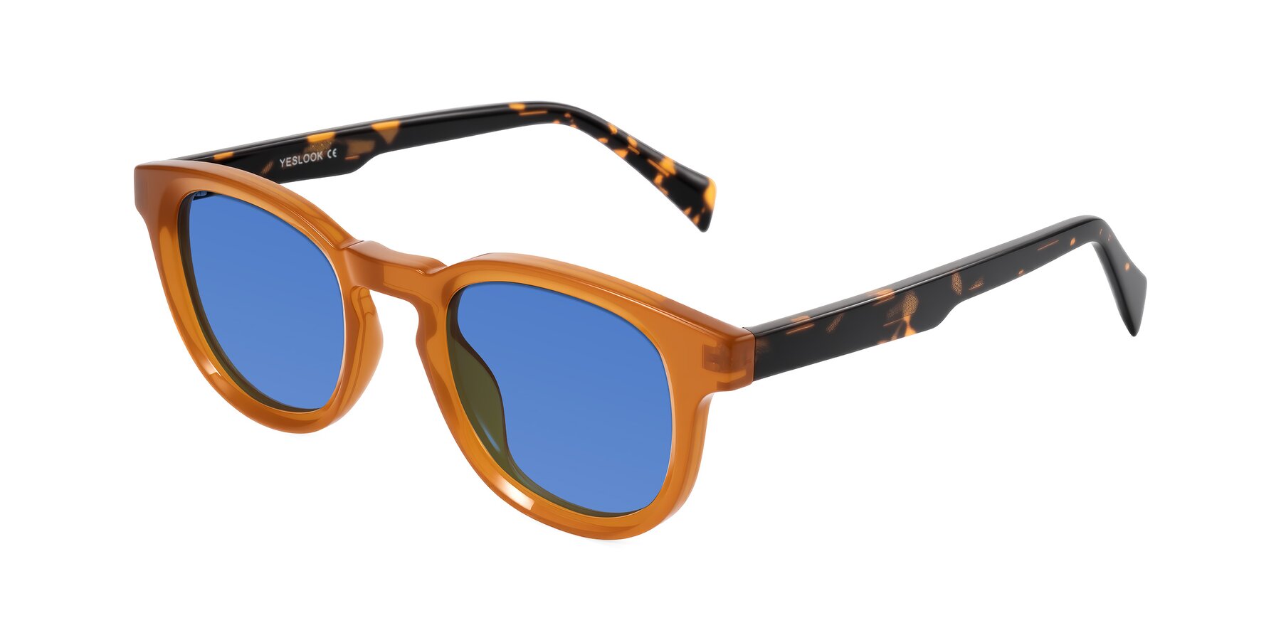 Angle of Iffer in Caramel/Tortoise with Blue Tinted Lenses