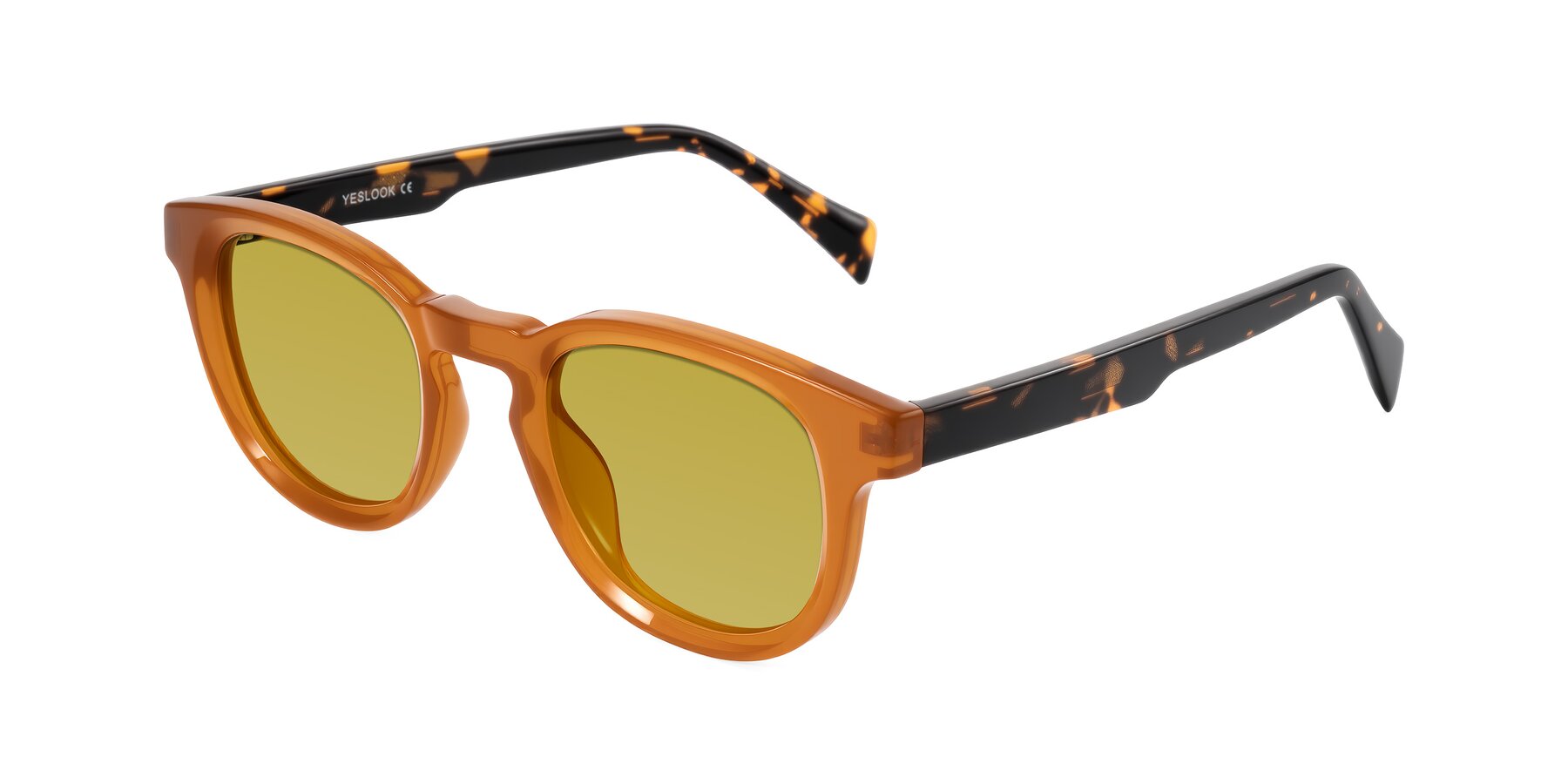 Angle of Iffer in Caramel/Tortoise with Champagne Tinted Lenses