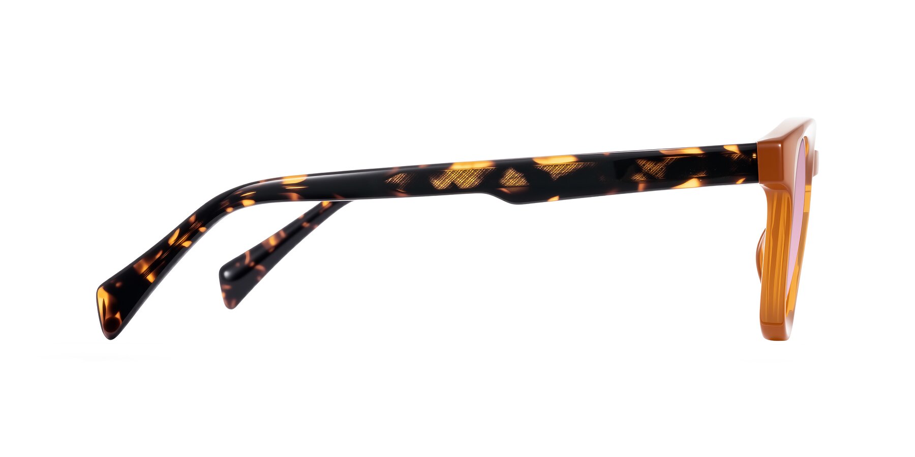 Side of Iffer in Caramel/Tortoise with Light Wine Tinted Lenses