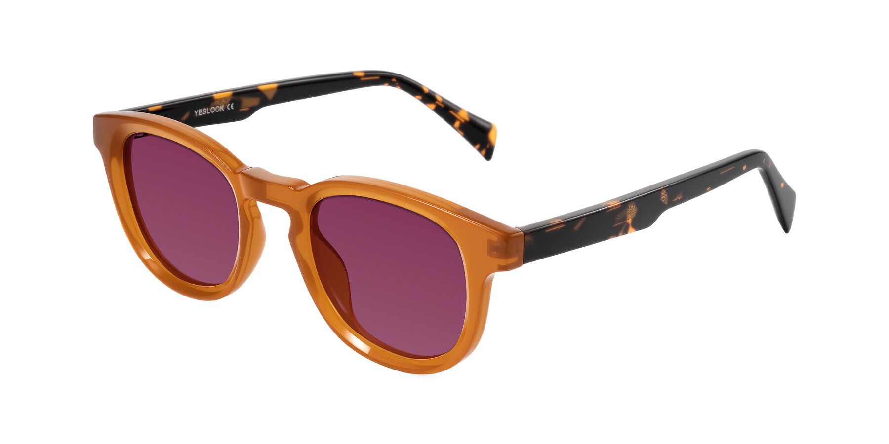 Angle of Iffer in Caramel/Tortoise with Wine Tinted Lenses