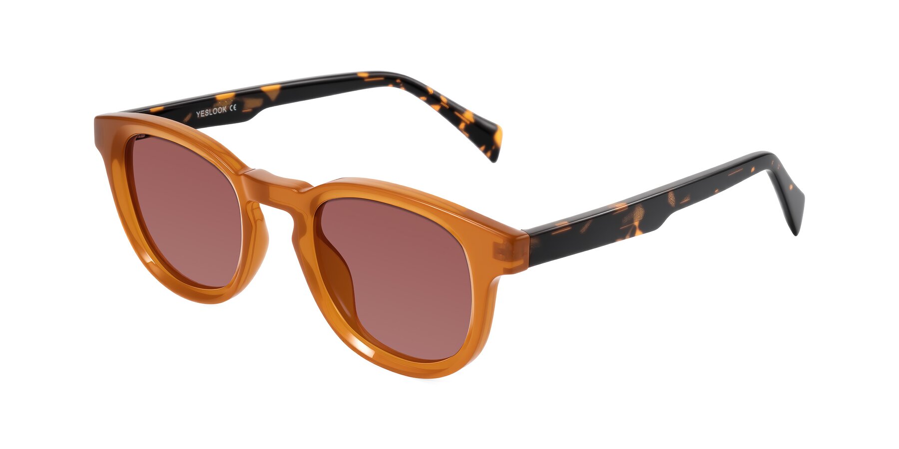 Angle of Iffer in Caramel/Tortoise with Garnet Tinted Lenses