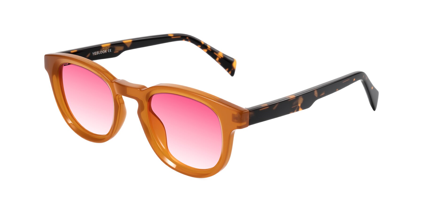 Angle of Iffer in Caramel/Tortoise with Pink Gradient Lenses