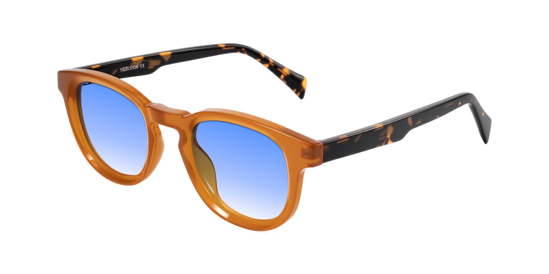 Angle of Iffer in Caramel/Tortoise with Blue Gradient Lenses