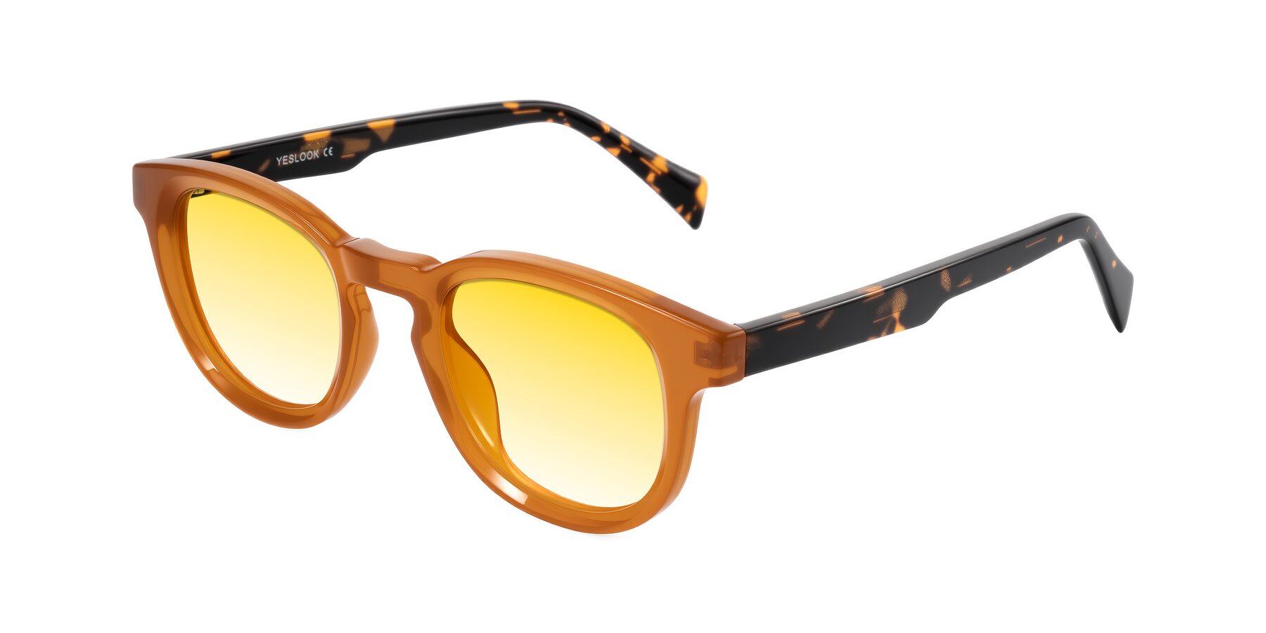 Angle of Iffer in Caramel/Tortoise with Yellow Gradient Lenses
