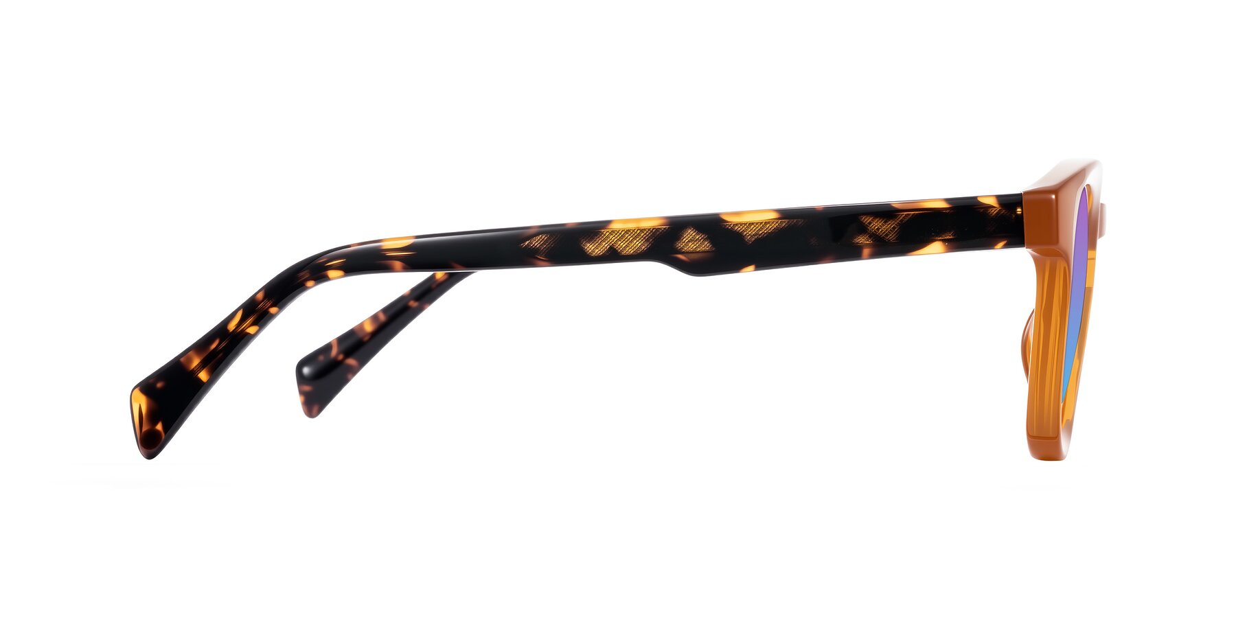 Side of Iffer in Caramel/Tortoise with Purple / Blue Gradient Lenses