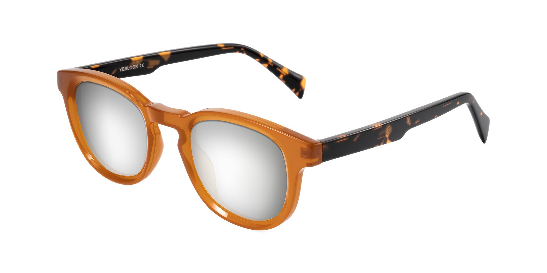 Angle of Iffer in Caramel/Tortoise with Silver Mirrored Lenses