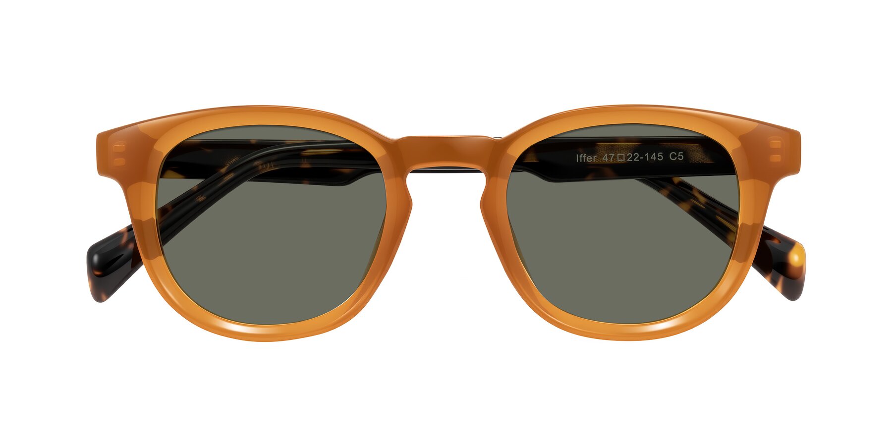 Folded Front of Iffer in Caramel/Tortoise with Gray Polarized Lenses