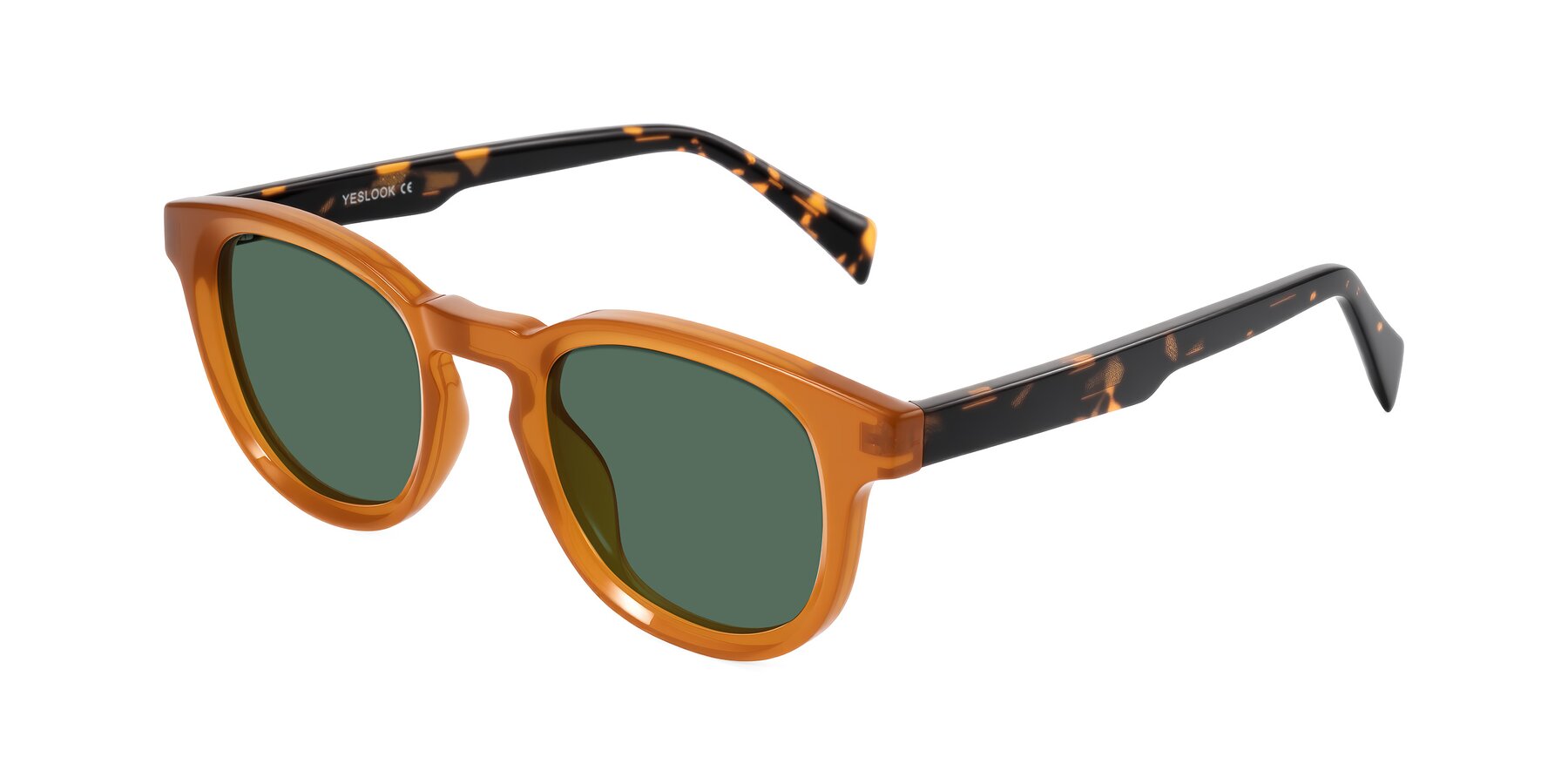 Angle of Iffer in Caramel/Tortoise with Green Polarized Lenses