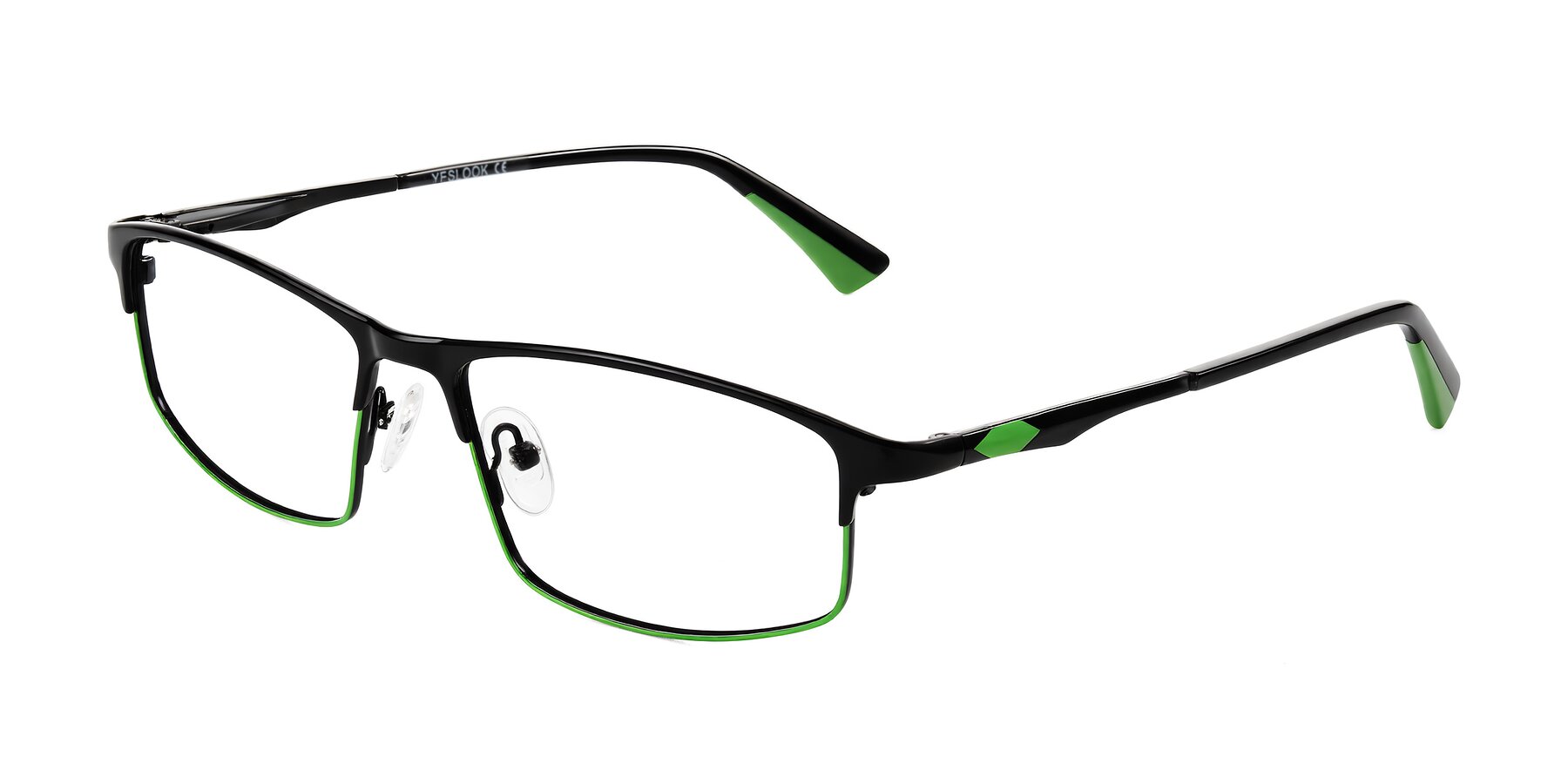 Angle of Monnow in Black/Green with Clear Blue Light Blocking Lenses