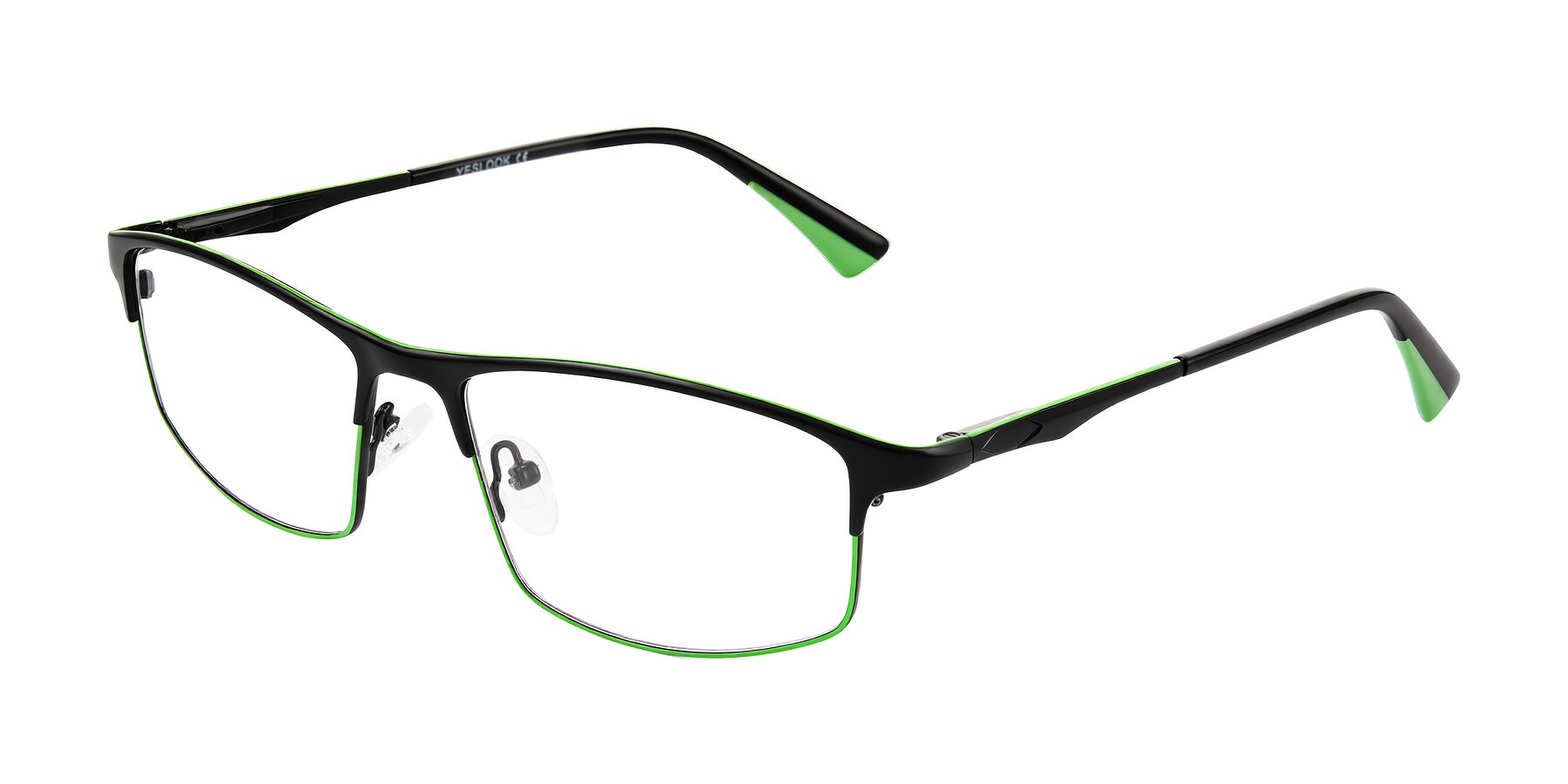 Angle of Monnow in Black/Green with Clear Blue Light Blocking Lenses